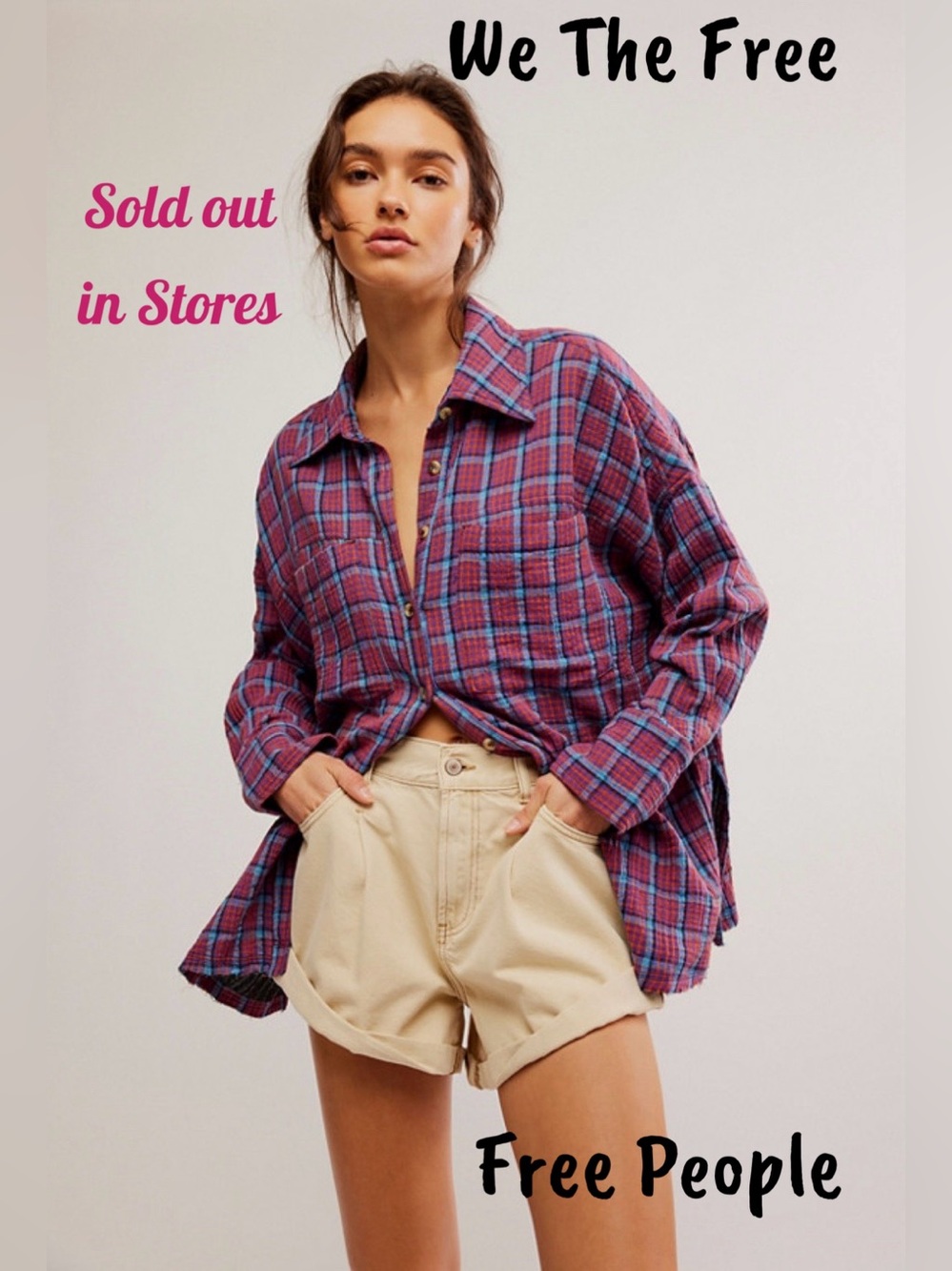 Free People We‎ The Free Vintage Cardiff Plaid Top small